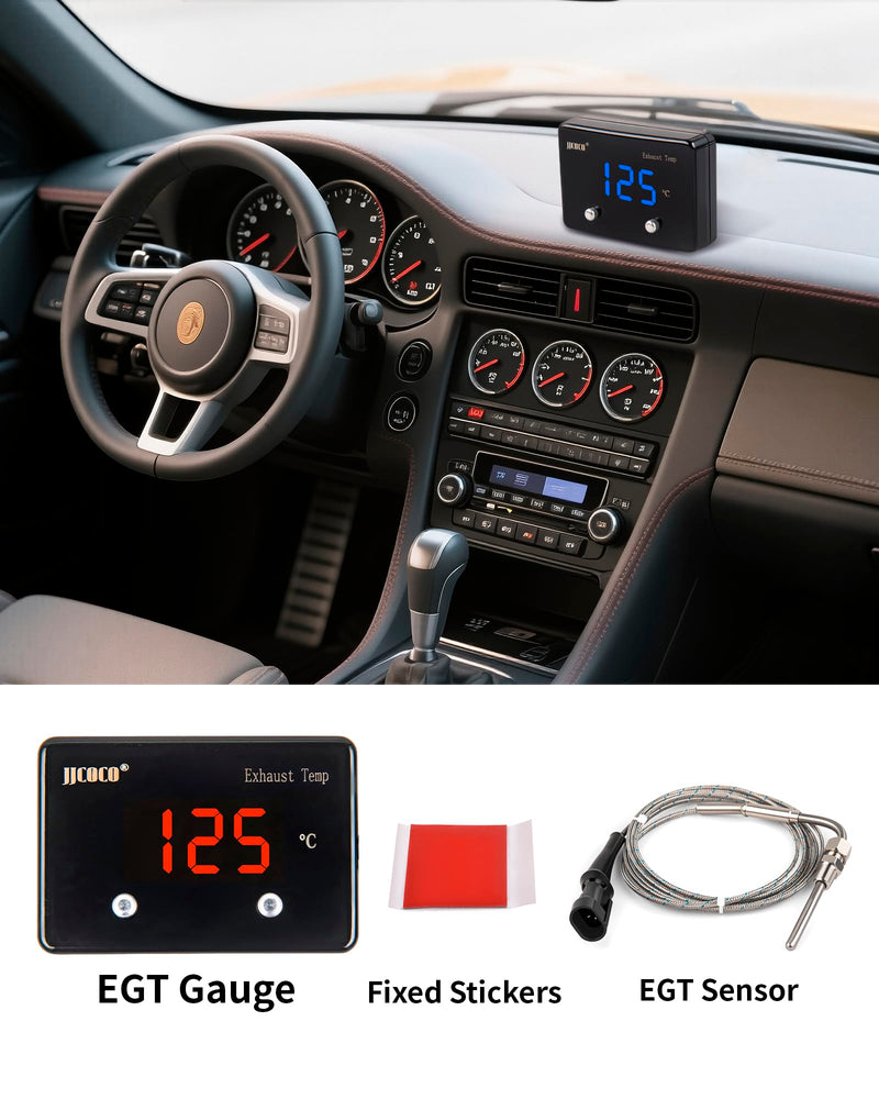 Exhaust Gas Temperature EGT Gauge 1000 ℃ Pyrometer Kit - LED Digital Display with EGT Sensor for Diesel Car Motorcycle ATV Red Celsius