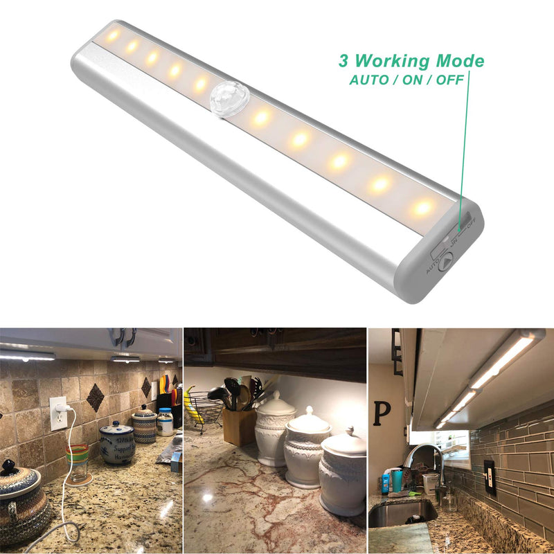 LDOPTO Under Cabinet Lights Wireless 4 Pack, Rechargeable Battery Operated Lights with Remote, Dimmable Led Closet Lights, Under Counter Lights Stick-on Touch Night Light for Kitchen, 3 Colors 4 PCS