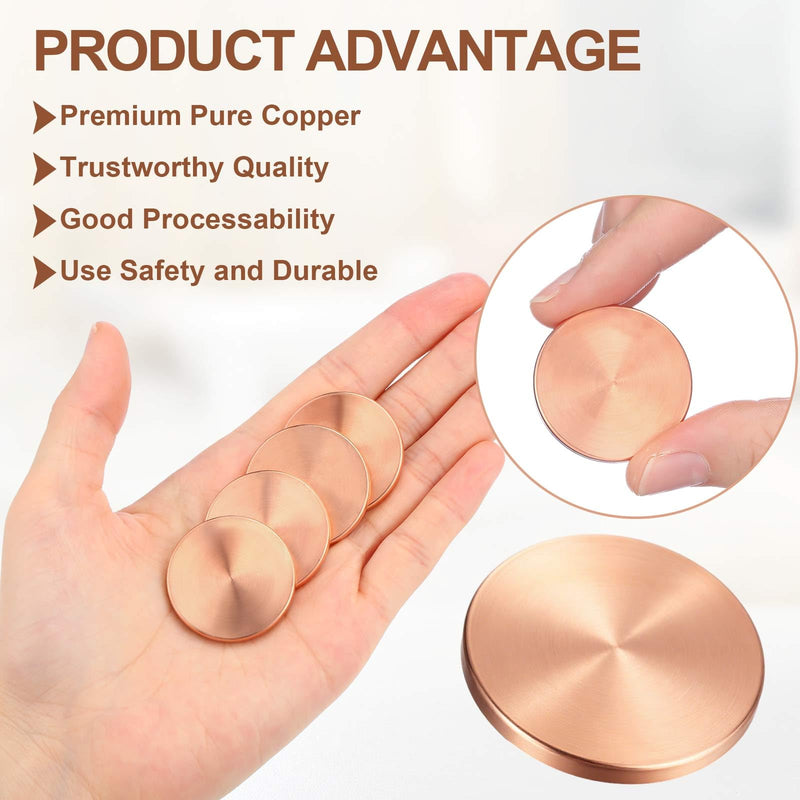 15 Pcs Copper Round Discs 1-1/4" Dia. x 1/8" Thick Solid Blank with Velvet Storage Bag for DIY Crafts Engraving Commemorative Collection 15