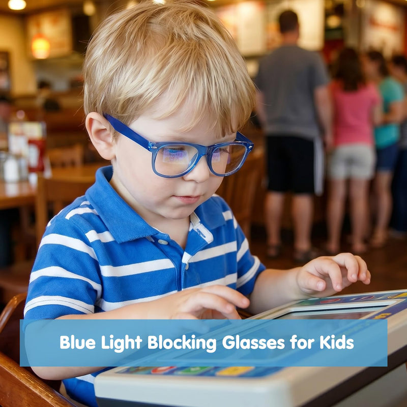 Blue Light Glasses for Kids Toddler Girls Boys 2-8 age | Kids Blue Bight Glasses 3pack Eyestrain Computer UV400 Anti Glare TR90 Unbreakable Black + White + Translucent Blue Age 2-8 Yrs