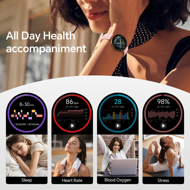 Smart Watch for Women,1.57" Touch Screen Smartwatch for iPhone& Samsung& Android,Answer/Make Call,Fitness Tracker with Heart Rate/SpO2/Sleep Monitor,IP68 Waterproof,110+ Sports Mode,2 Bands Pink 1.57 inches