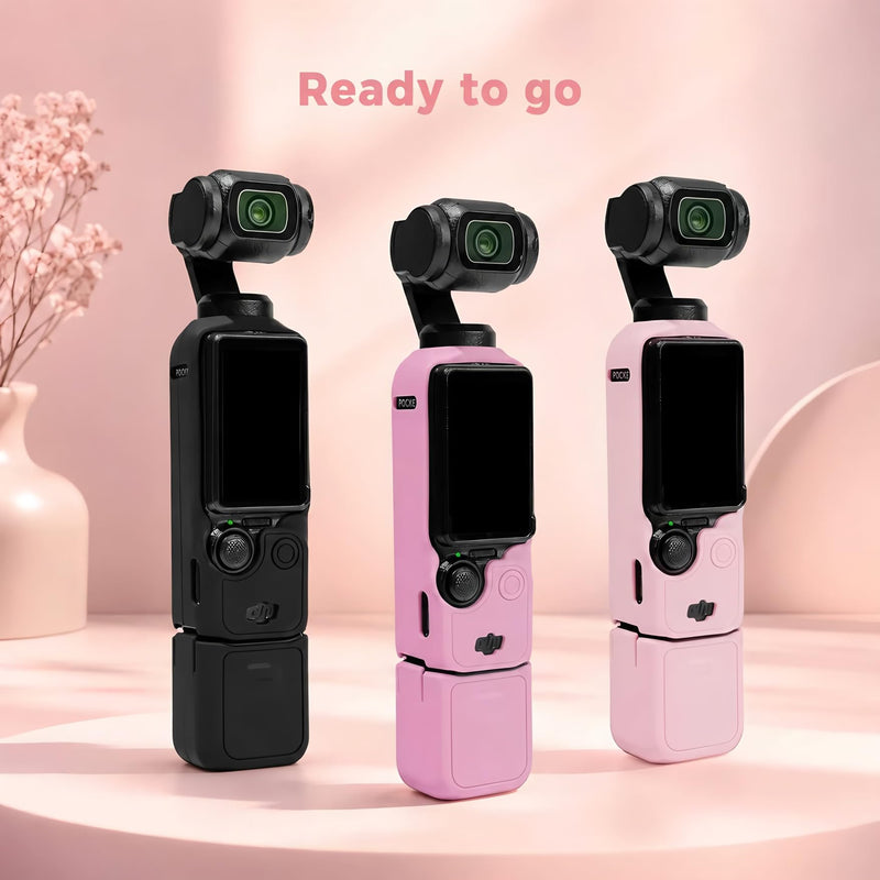 Silicone Protective Case Custom fit for DJI Osmo Pocket 3/Xtra Muse, Full Body Shockproof Cover with Lens/Screen/Mic Guards, Anti Scratch Soft Grip Skin, Slim Lightweight Accessories for Pocket 3 Jelly Pink