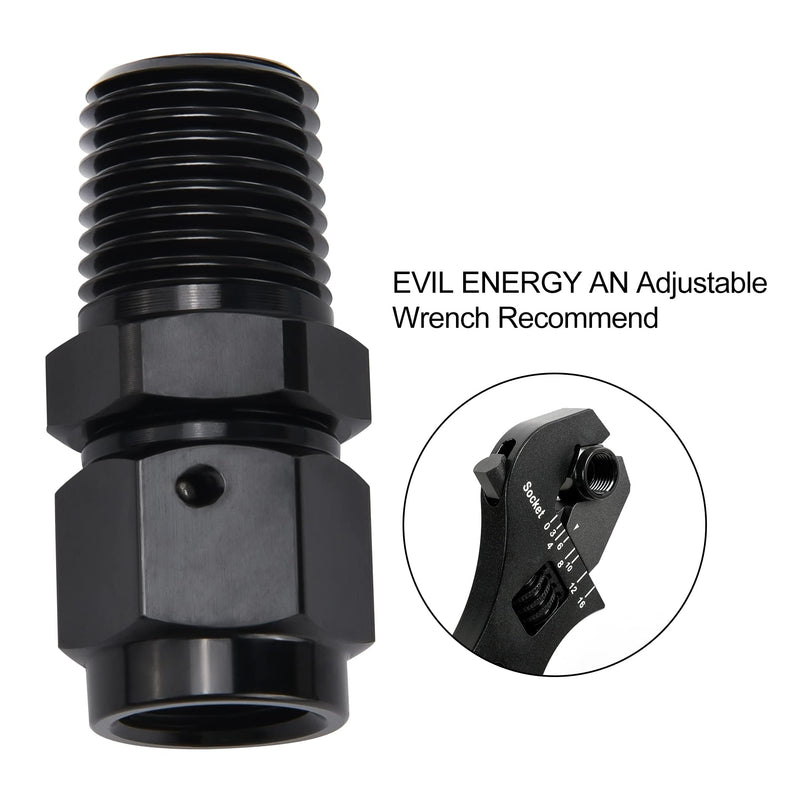 EVIL ENERGY 6AN Female to 1/4 NPT Male Swivel Fitting Aluminum 6AN to 1/4NPT Straight