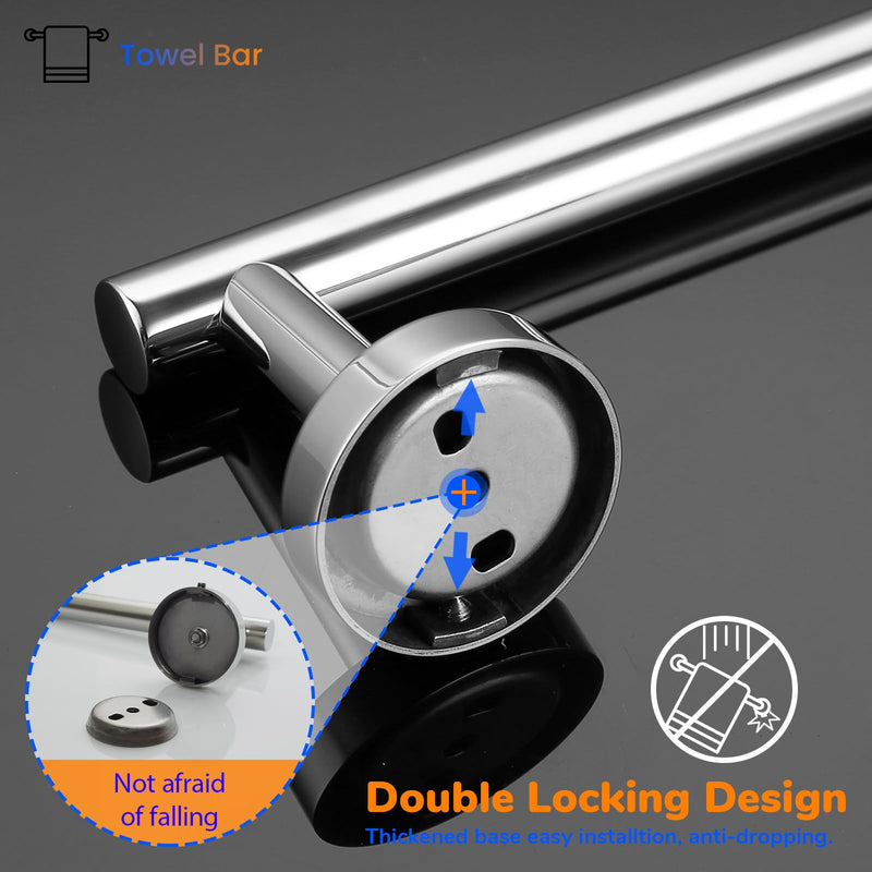 Miyili 9 Inches Hand Towel Bar Bathroom Towel Holder Kitchen Hanger SUS304 Stainless Steel Wall Mount, Polished Finish, A01C23A