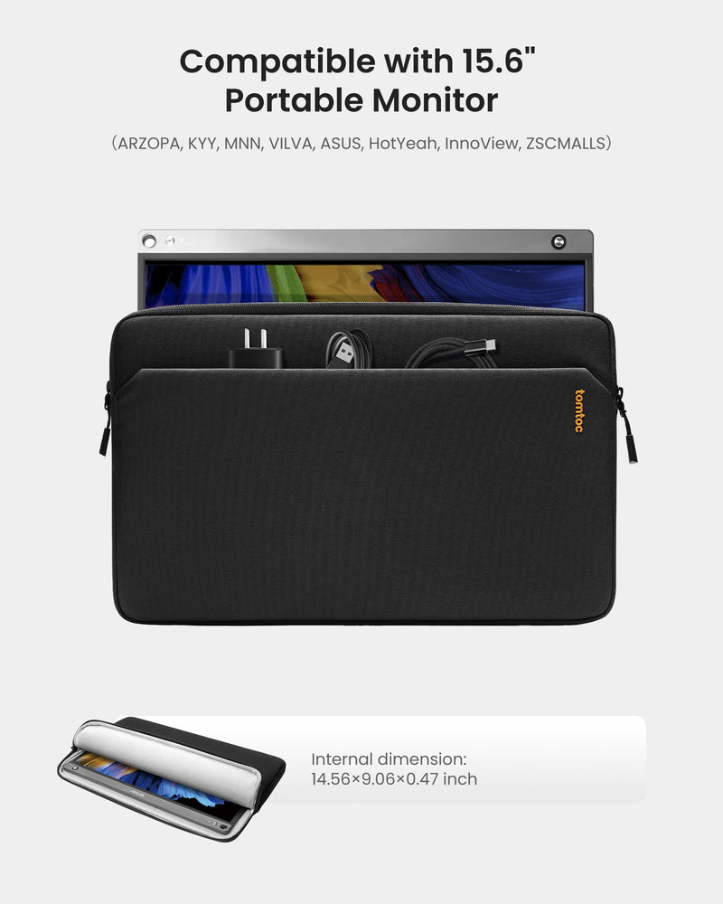 tomtoc Light-A18 Slim 15.6 Inch Portable Monitor Sleeve Case with Acessories Storage, Light Protective Carrying Sleeve for Most 15.6 in Portable Monitors with Eco-Friendly Fabric