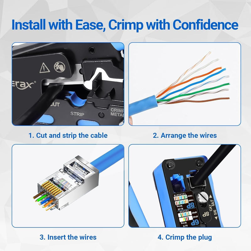 100-Pack RJ45 Pass Through Connectors with Boots,Ethernet Connector Gold Plated RJ45 Shielded Connectors for Solid or Stranded FTP/STP Cable 100+100 Pack