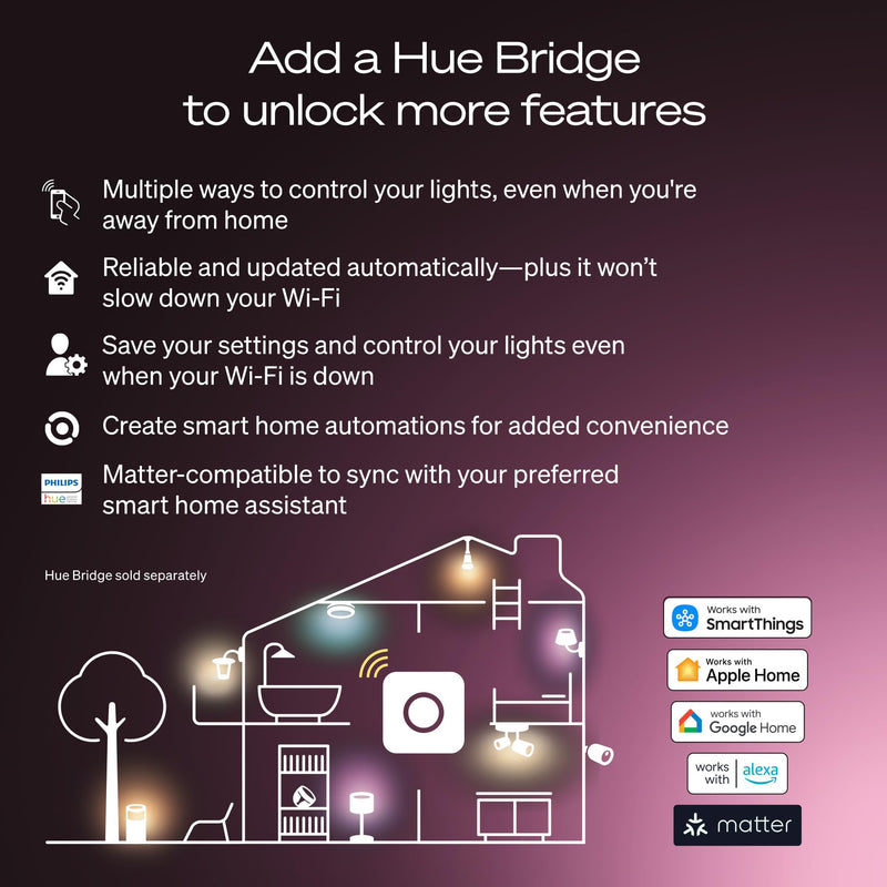 Philips Hue Smart LED A19 Bulb 2-Pack, White Ambiance, E26 Base, 9.5W, Full Spectrum Light 1000K-20000K, 1100 Lumens, Dimmable LED Bulbs, Works with Alexa, Google, and Apple Home Revamped 2 Pack