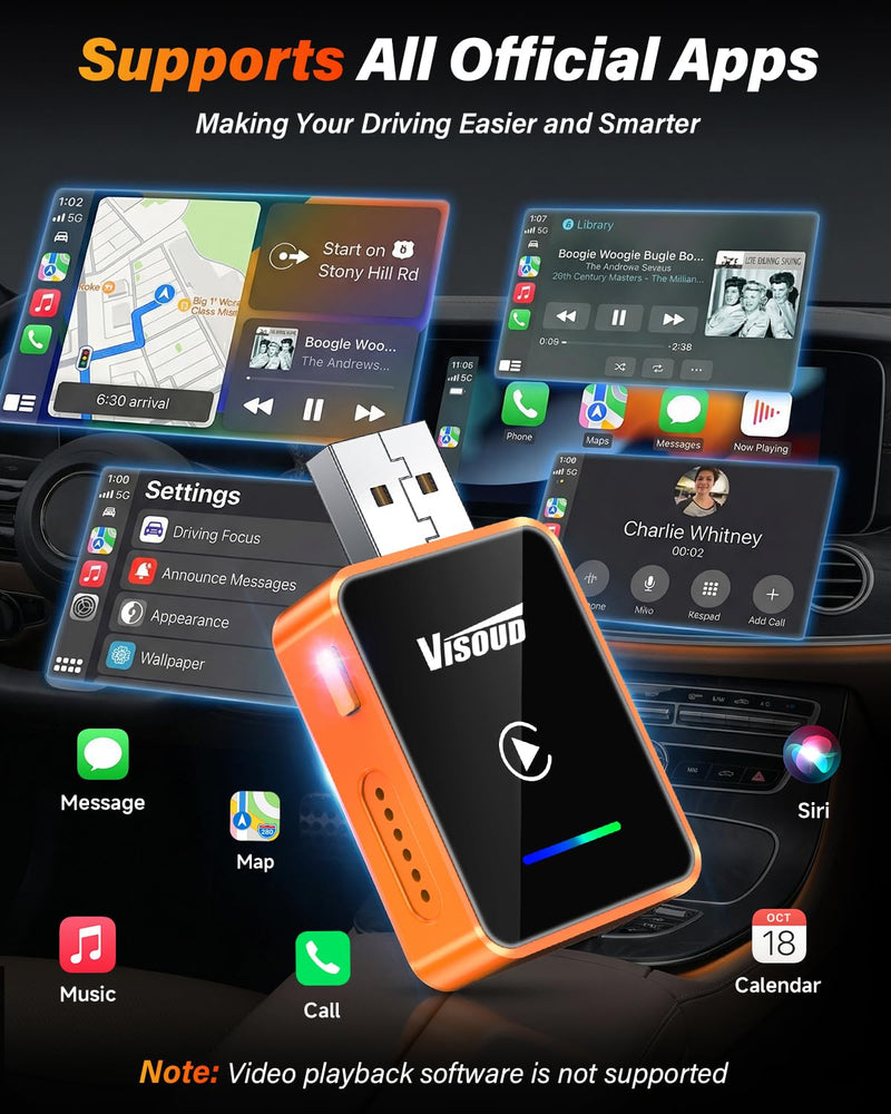 2 in 1 Wireless CarPlay and Android Auto Adapter, One-tap Switch for iPhone & Android, 3s Fast Auto-Connect, Converts Wired to Wireless, Plug & Play for iOS 12+, Cars 2016+ Blue