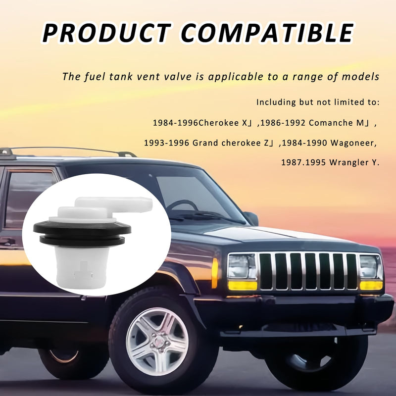 2pcs Fuel Tank Vent Valve And Grommet Kit, Gas Tank Vent Rollover Valve Compatible With 84-96 Jeep Wrangler, 93-96 Grand Cherokee, 86-92 Comanche, Replaces 5360058 911060