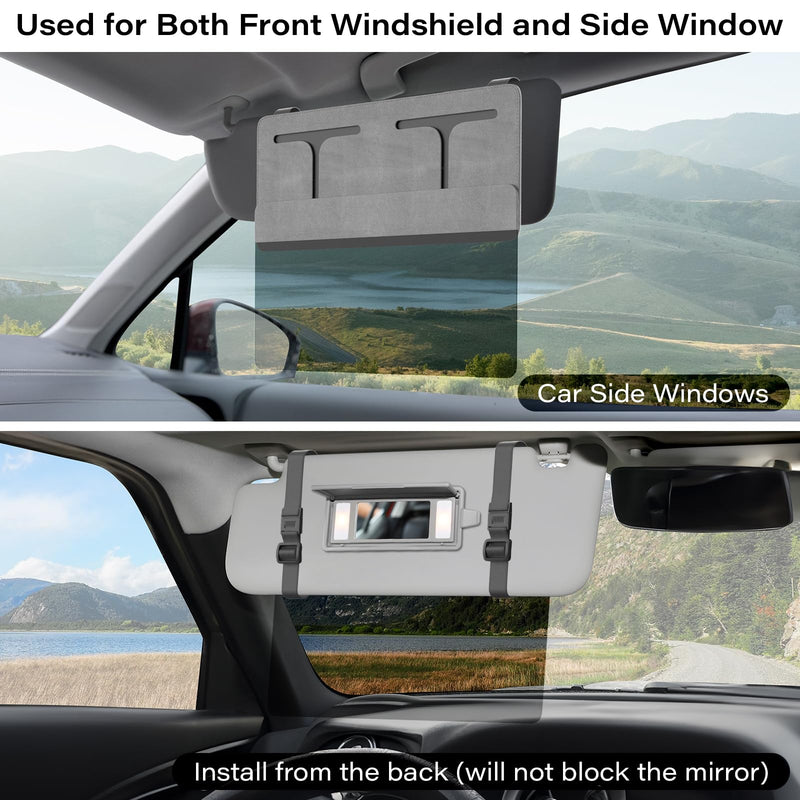 Polarized Car Sun Visor Extender, Upgraded Polarized Extender Sun Blocker UV400, Universal Visor Extension for Car, Adjustable Sun Visor, Glare, UV Protector-Grey GREY