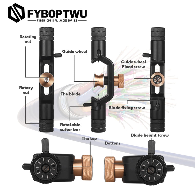 Transverse Armoured Fiber Optic Cable Stripper Armored Cable Stripper 8-28.6MM - Double Head FTTH Armored Fiber Cable Stripping Knife Fiber Optic Slitter Tools for Coaxial Mid Span Round