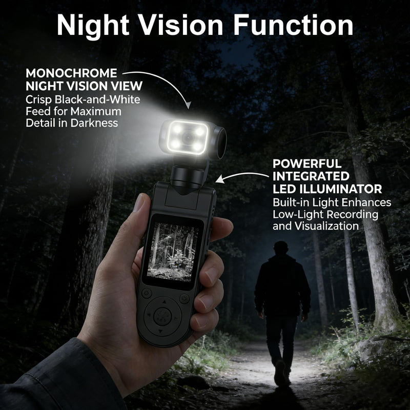 1080P Vlogging Camera, Portable Pocket Action Camera, WiFi Mini Body Cam | Audio and Video Recording, Handheld, Rotatable Lens, Outdoor Sports, Cycling, Travel Vlogging Gimbal Camera