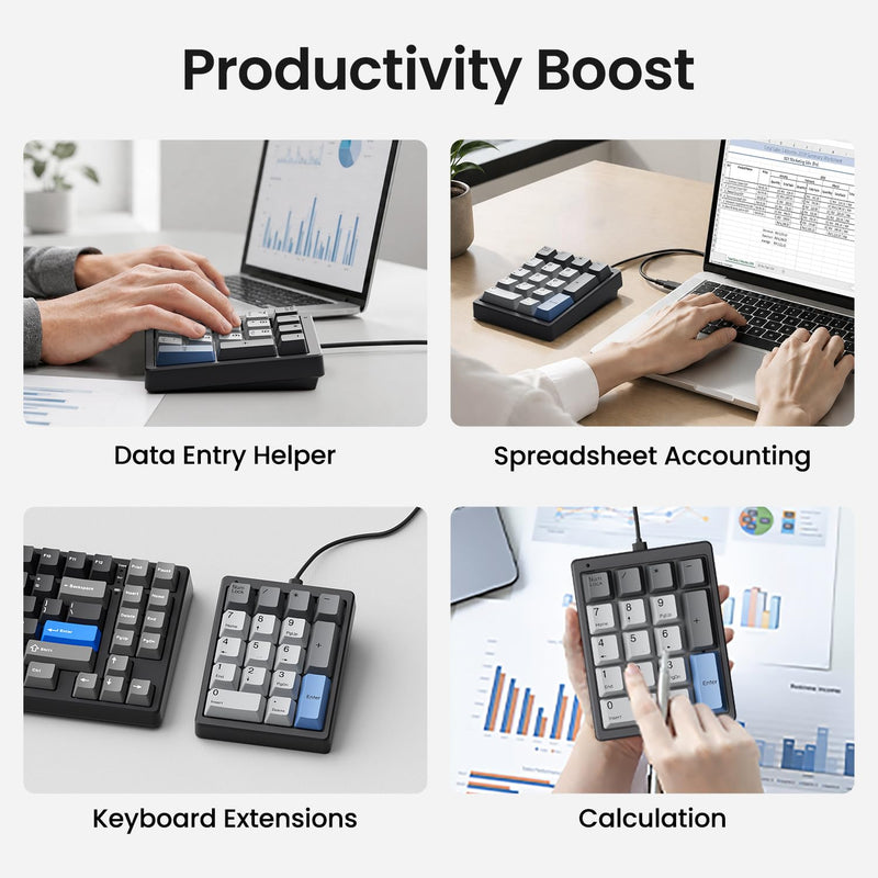 Kisnt MF17 Mechanical Numpad for Excel Financial Data Entry | QMK/VIA Programmable, Wired 17 Keys Hot Swappable, Custom RGB with PBT Keycaps for Laptops PC Compact Keyboards (Black) Black