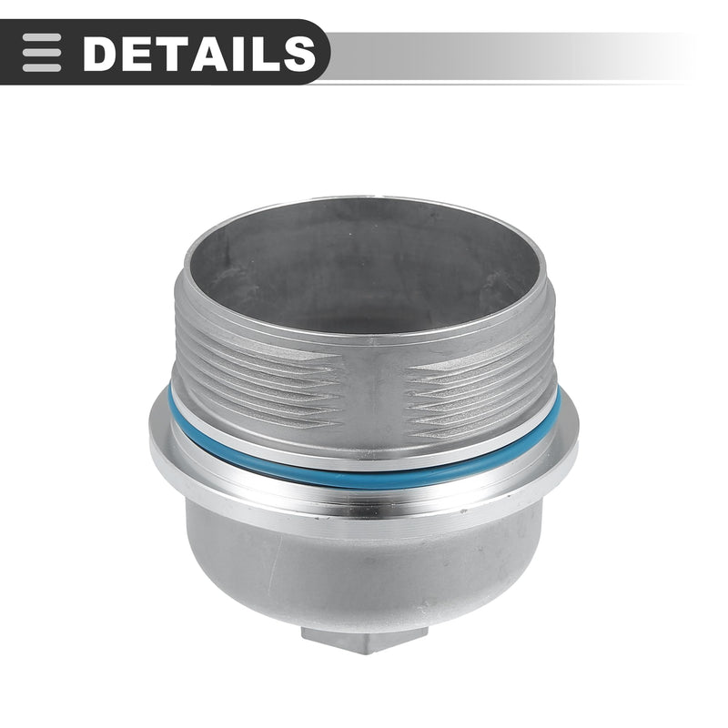 Motoforti Engine Oil Filter Housing Cover, for Cadillac CTS 2.8L 3.0L 3.6L 2004-2015, Metal,Silver Tone