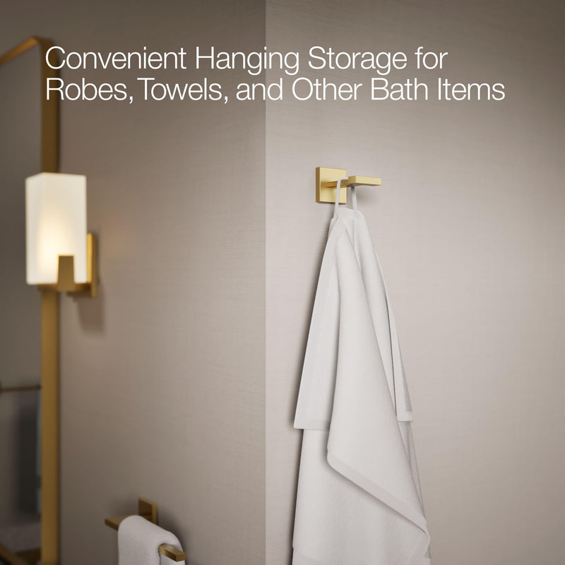 Kohler 23290-2MB Square Robe Hook, Vibrant Brushed Moderne Brass