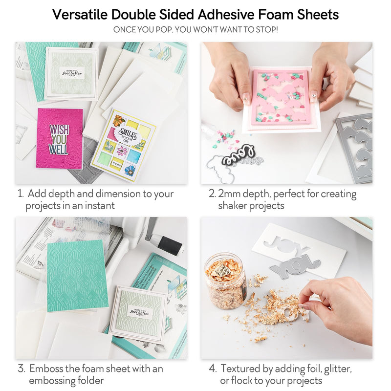 Briartw 10 Sheets 3D Double Sided Adhesive Foam Sheets for Standard Size Die Cutting Machine,2mm Thickness,6x8.5inch,Add Depth, Dimension, and Detail to Your Projects,Can Be Cut, Sliced, and Die Cut 6x8.5inch