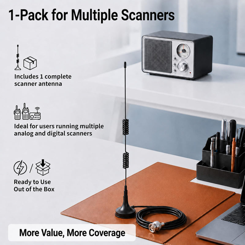 20MHz-1300MHz VHF UHF Ham Amateur Radio Police Scanner Antenna Magnetic Base BNC Male Antenna for Uniden Bearcat BC125AT RTL-SDR Whistler Shack Police Scanner,Kaunosta