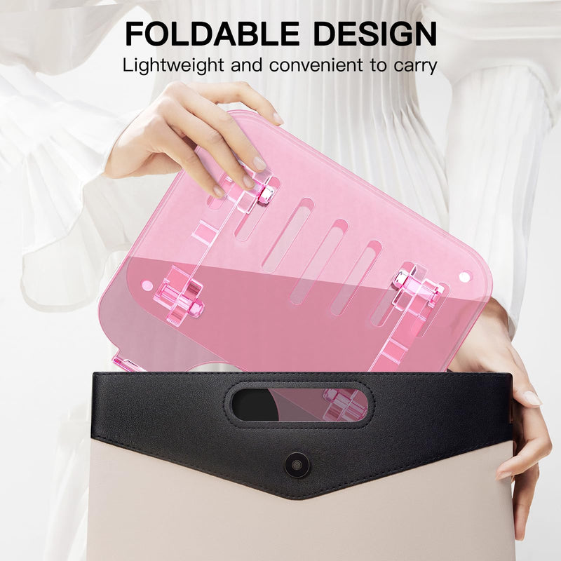 Pink Acrylic Adjustable Laptop Stand,Adjustable Height Foldable Laptop Riser for Desk, Clear Portable Laptop Holder Ergonomic Computer Stand,Compatible with 10-17.3” Laptops (Pink) pink