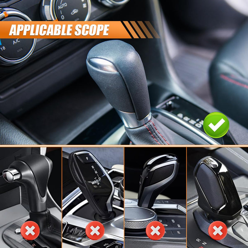 Leather Car Gear Shift Cover, Anti-Slip Dust Waterproof Gear Shifter Stick Protector, Soft Breathable Universal Automotive Shift Knob Decoration Accessories, Fit Car, SUV, Truck (Black) Black