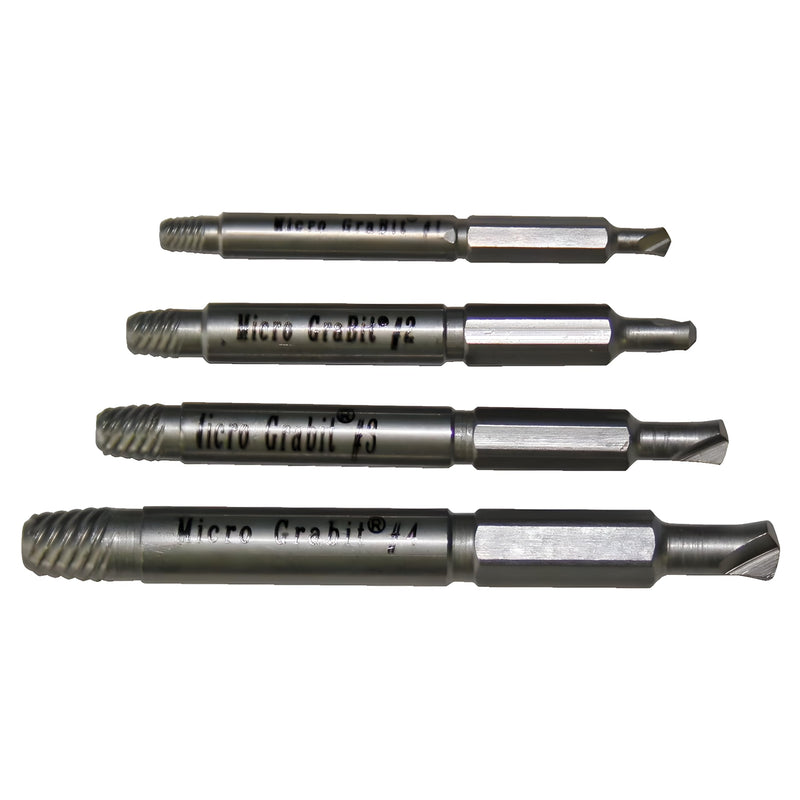 Alden 4507P Grabit Micro Broken Bolt Extractor 4 Piece Kit - Small Bolt and Screw Remover - Made in the USA