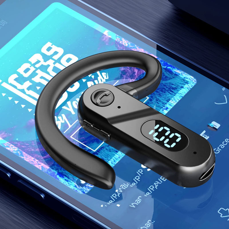 JTLB Bluetooth 5.2 Headset, Earhook Design LED Digital Display Bluetooth Earphones for Business Driving Travel