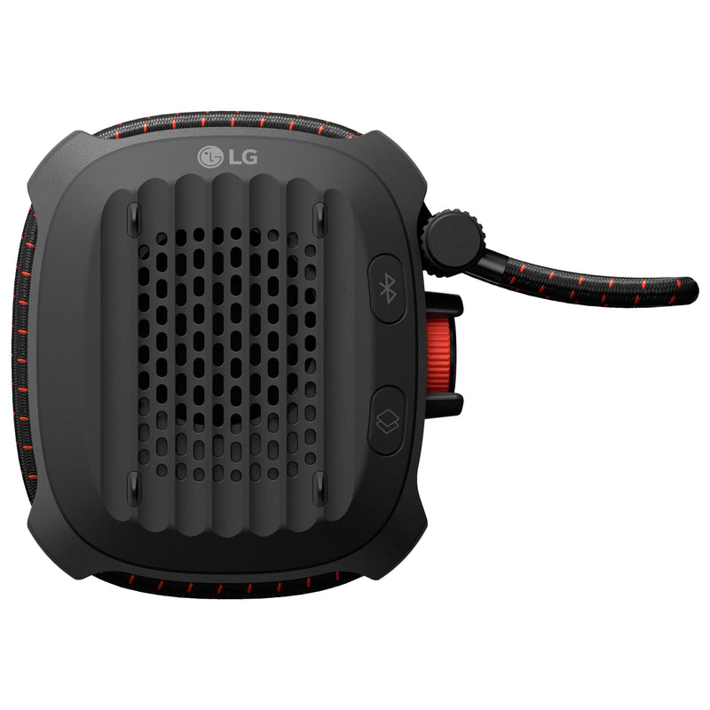 LG xboom Rock by will.i.am, Portable Outdoor Bluetooth Speaker, up to 10 Hours, IP67 Dust and Water Resistant, Adjustable Mounting Cord, Black
