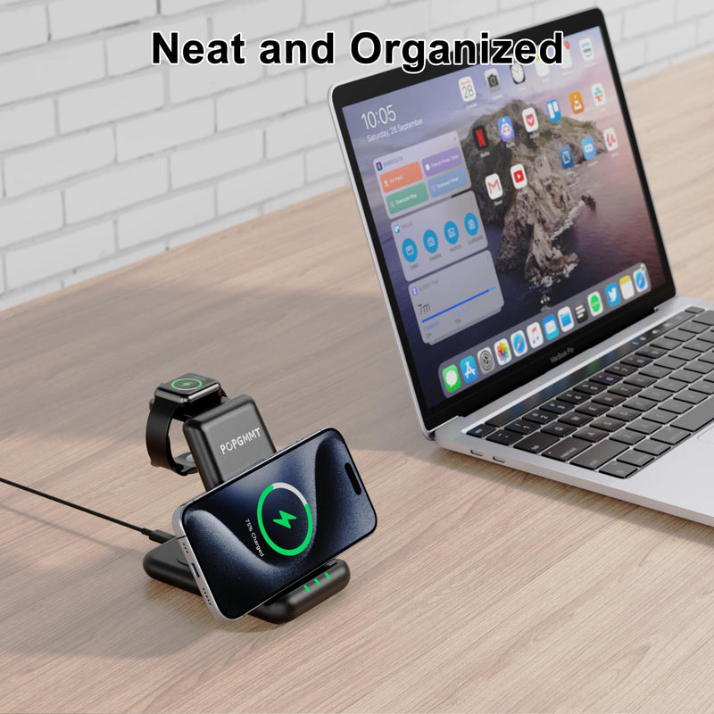 3 in 1 Magnetic Wireless Charging Station,18W Fast Mag-Safe Charger Stand for iPhone 15 14 13 12 Pro/Pro Max/Plus,Wireless Charging Stand Made for Apple Watch Ultra 9/8/7/SE/6/5/4/3/2/AirPods 2/3/Pro