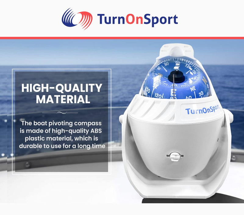 Boat Compass Dash Mount Flush - Boating Compass Dashboard Suction - Navigation Marine Compass Boats Surface Mount - Illuminated Dashboard Compass Ship - Electronic Sea Compass White