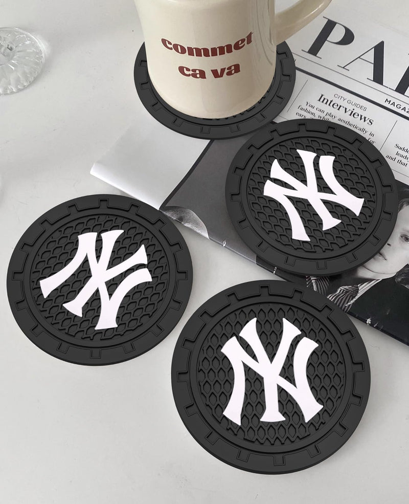 2PCS Car Cup Holder Coaster,Auto Cup Holder Insert Coaster for New York Yankees Baseball Fans, Non-Slip Car Drink Holder Mat, Interior Accessories, NY Yankees For Yks