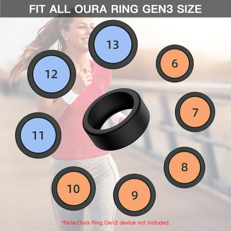 Silicone Ring Cover for Oura Ring Gen3, Protective Cover Compatible with Oura Ring Gen3 Size 6 7 8 9 10 11 12 13, Elastic Ring Case for Oura Ring Working Out(6 Pcs)