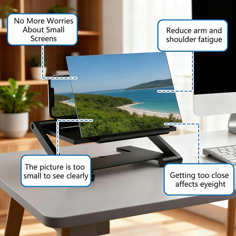 Phone Magnifier Portable Display Amplifier Tool | Cell Phone Magnifier for Family Adults Men Women Office Study Travel Outdoor Home Indoor Black