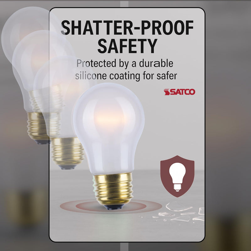 Satco S4881-40 Watt A15 Small Appliance Incandescent Frosted Light Bulbs - Shatter Proof - 130V, Medium E26 Base - 2700K - Dimmable, for Fridge, Range Hood, Sewing Machine, Freezer (12 Pack)