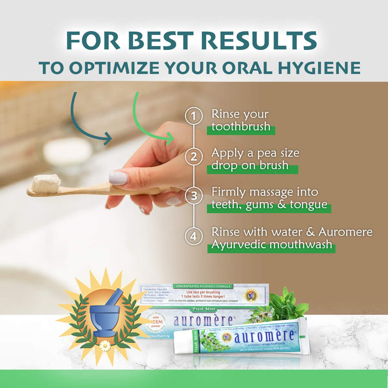 Auromere Ayurvedic Herbal Neem & Clove Toothpaste - All Natural Fluoride Free Toothpaste for Adults and Kids, Suitable for Sensitive Teeth, SLS-Free, Non GMO, Vegan, Cruelty-Free - 5 Pack 4.16 Ounce (Pack of 5)