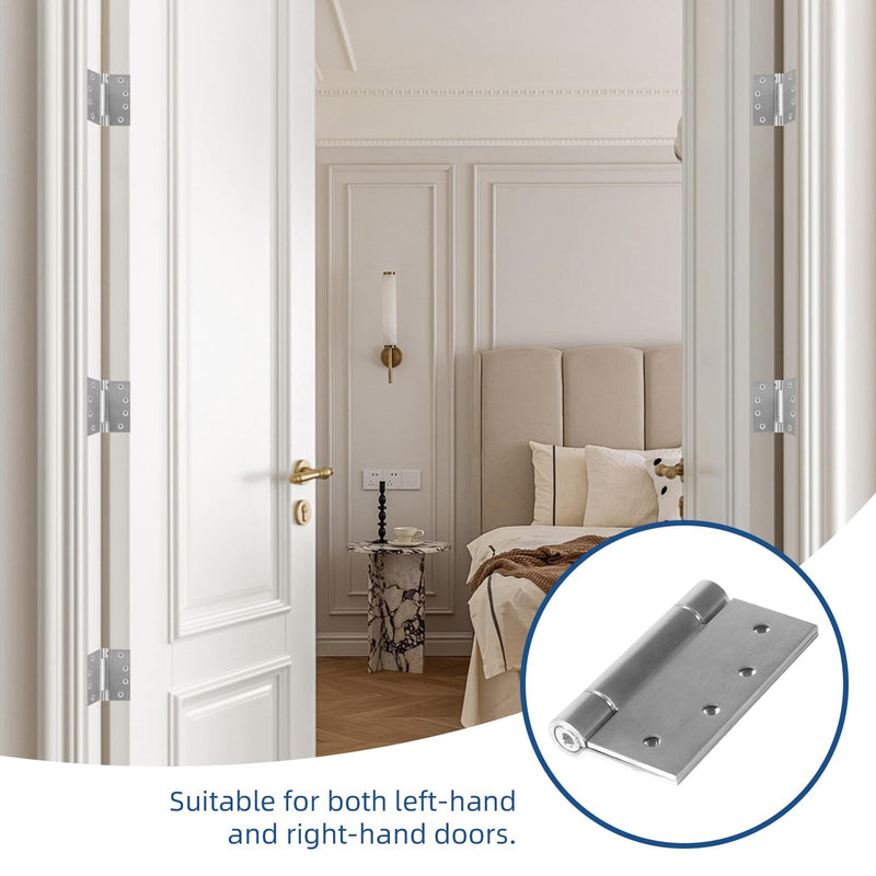 3 Pack Self Closing Door Hinges, 4 Inch Spring Loaded Hinges Adjustable Tension Spring Hinges with Square Corners, Heavy-Duty Door Hardware for Commercial and Residential Doors, Brushed Nickel 3