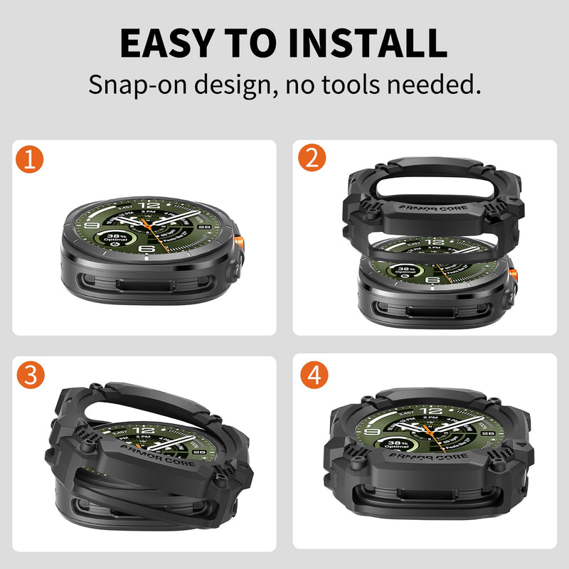 Case for Samsung Galaxy Watch Ultra 2 (2026) Ultra 47mm Protector | TPU Lightweight Rugged Protective Bumper Cover Sports Anti-Scratch Soft Flexible Shockproof Frame Accessories Black galaxy ultra2/ultra 47mm
