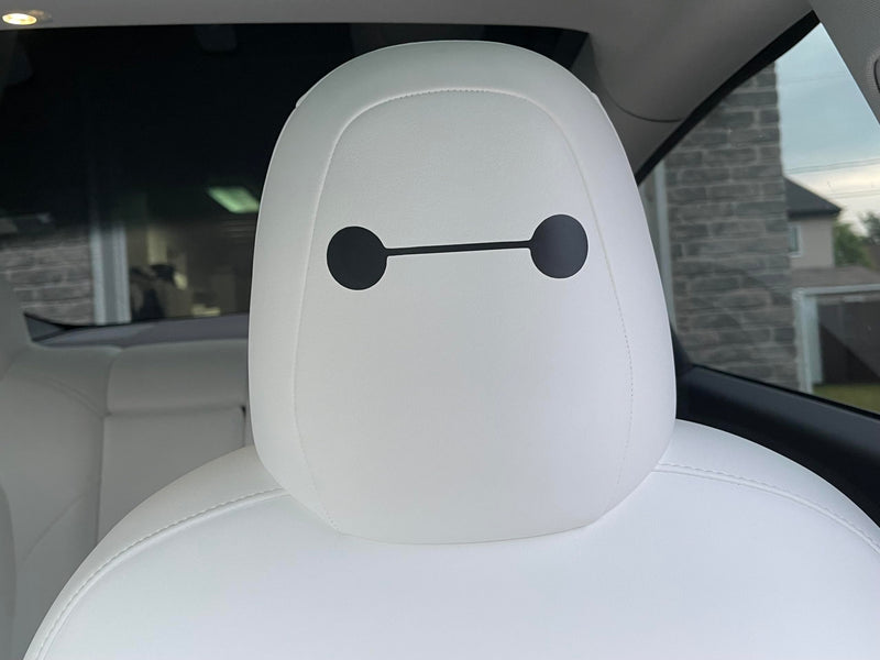 Tesla Seat Eye Decals - Set of 6 - Tesla seat Stickers - Model S 3 X Y - Baymax Big Hero 6 Inspired - Includes Transfer Tape - Compatable with Most VR Headsets.