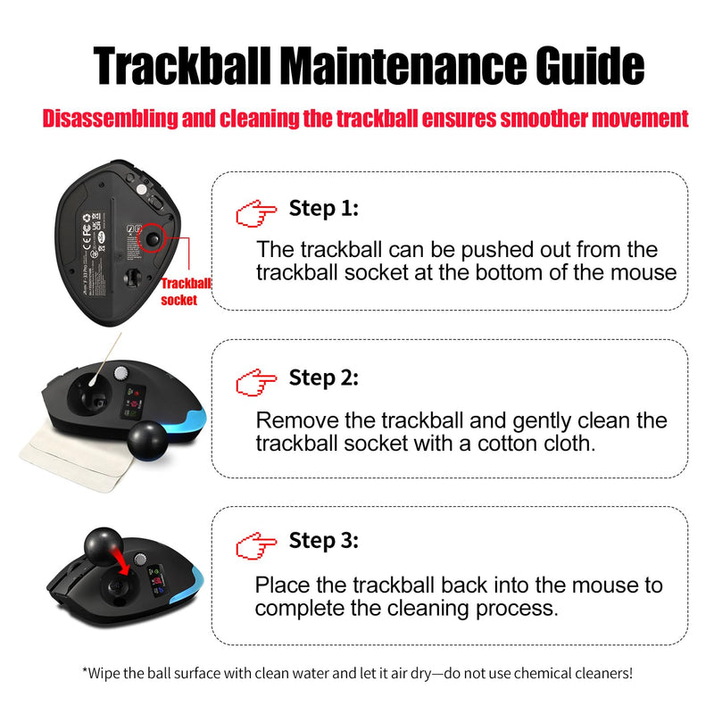 zelotes Wireless Trackball Mouse with Display,Ergonomic Bluetooth Mouse,Rechargeable,4800 DPI, 3-in-1(BT +2.4GHz USB Receiver+Type-C), 8 Programmable Buttons,LED Lighting,for Laptop, PC, Pad,Black