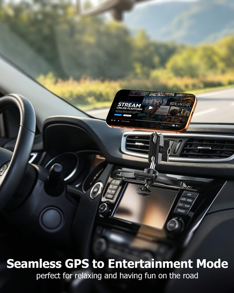 CD Slot Phone Holder for Car Magnetic [Driver and Passengers can Use] Magnet Car Phone Mount CD Player with Adjustable Aluminum Arm for All iPhones & Android Cell Phones