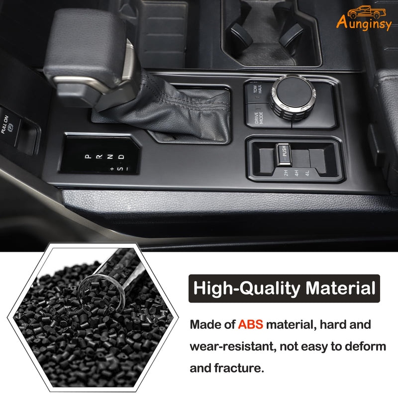 Aunginsy Central Control Gear Shift Panel Trim Cover Compatible with Toyota Tundra/Sequoia 2022-2025 Truck Gear Shifter Console Anti-Scratch Panel Frame Decorative Sticker Protection ABS Accessories Matte Black With 4WD