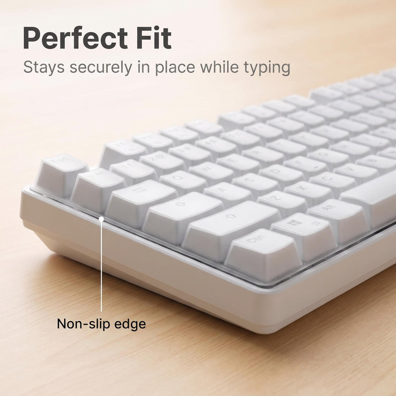 Clear Keyboard Protector, Silicone Waterproof, 17.52x5.51 | Clear silicone keyboard protector shields desktop keyboards from spills and dust while maintaining typing comfort