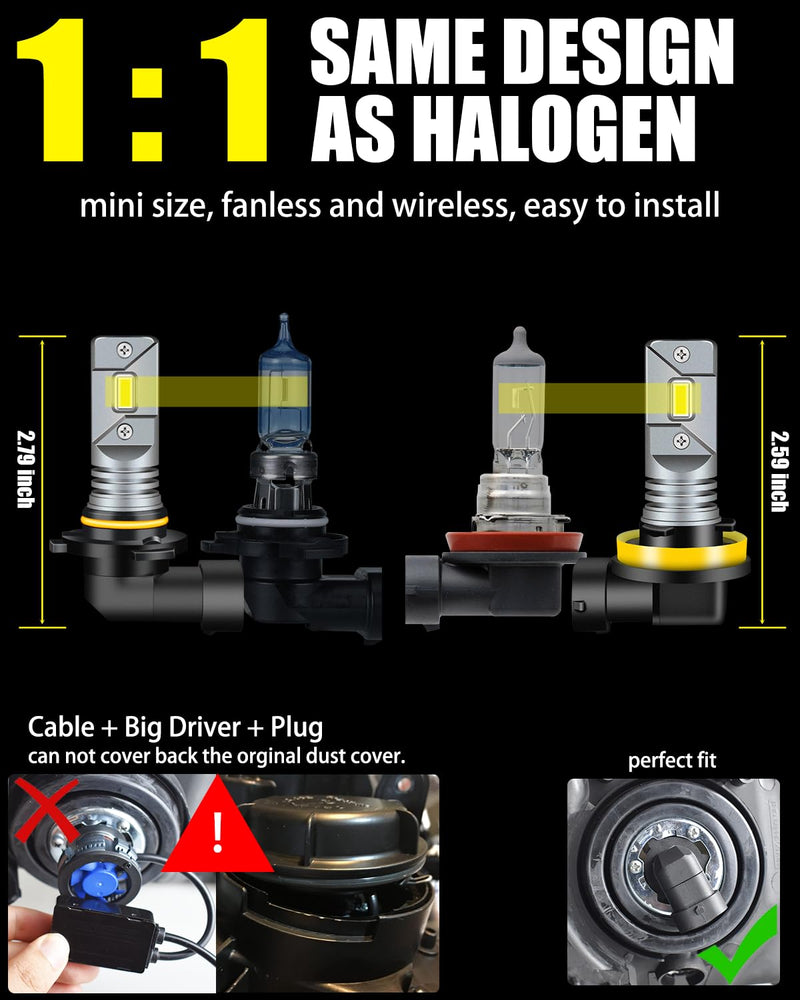 Dodge RAM 1500 2500 3500 High Low Beam Light Bulbs 2009 2010 2011 2012 2013 2014 2015 2016 2017 2018 2019 2020 2021 2022 2023, 6000K White Super Bright, Plug n Play, Pack of 4 DODGE RAM 1500/2500/3500(2009-2023)4pcs