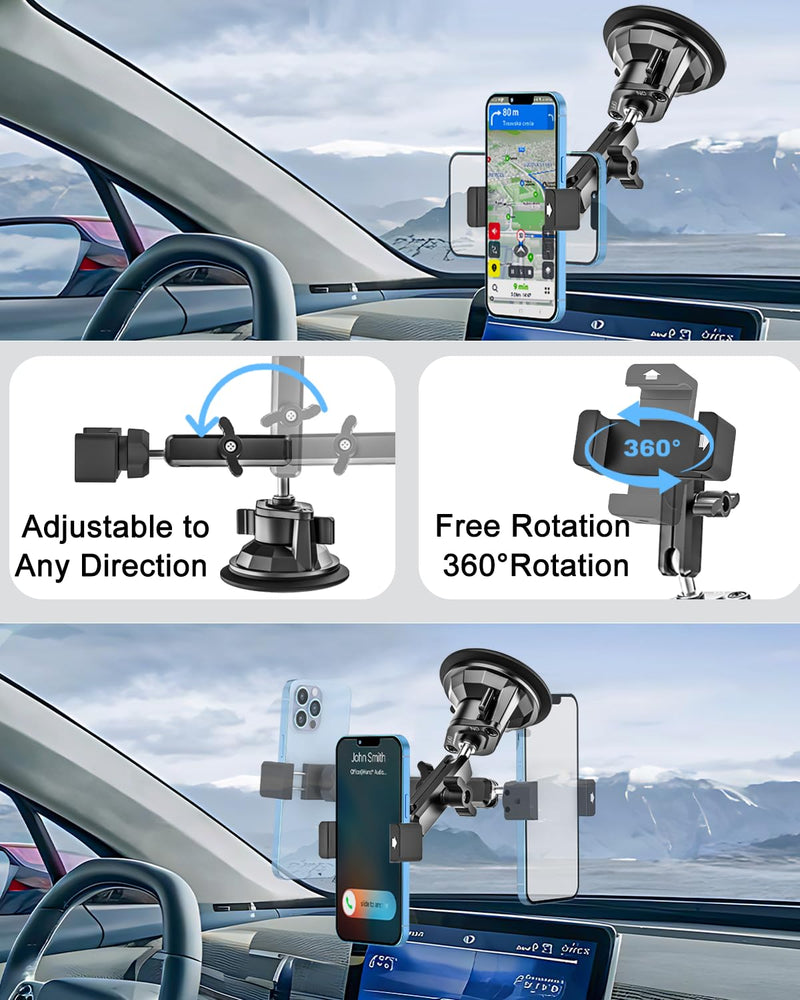 Tractor Phone Mount - [Super Suction Cup] Dashboard Windshield Cell Phone Holder with 360° Adjustable Arm for Excavator, Forklift Heavy Duty Stand for iPhone 17 16 15 14 13 12 Pro Max, Galaxy, Android