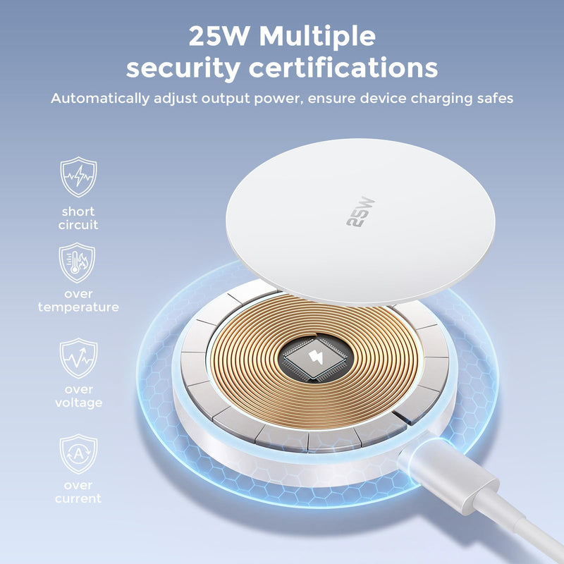 MagSafe Charger 25W Magnetic Wireless Charger Charging Pad with 30W Adapter | 30W USB C adapter and 4.2FT Type C cable, compatible with iPhone 17/16/15/14/13/12 Series and AirPods 4/3/2/Pro