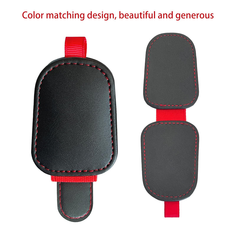 2 Pack Sunglasses Holder for Car Visor, Magnetic Leather Eyeglass Clip, Applicable to Most Eyeglasses,Ticket，Notes and Non-Magnetic Cards, etc. (Black)
