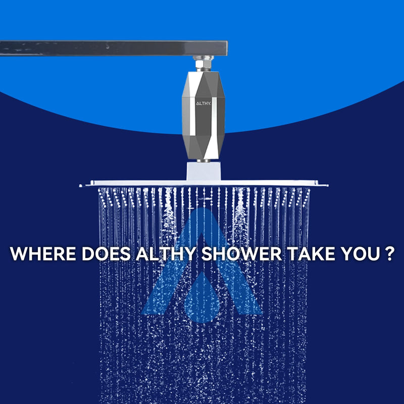 ALTHY Vitamin C Revitalizing Shower Head Water Filter - Reduces Chlorine, Heavy Metal & Softens Hard Water- Prevent Dry Itchy Skin, Hair Loss, Dandruff - Chrome (Includes 4 Filters)