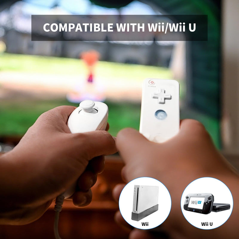 Zamia 2 Packs Upgrade Controller with Silicone Case and Wristband,Remote Controller Compatible for Wii/Wii U Games White 2Pack Left&Right