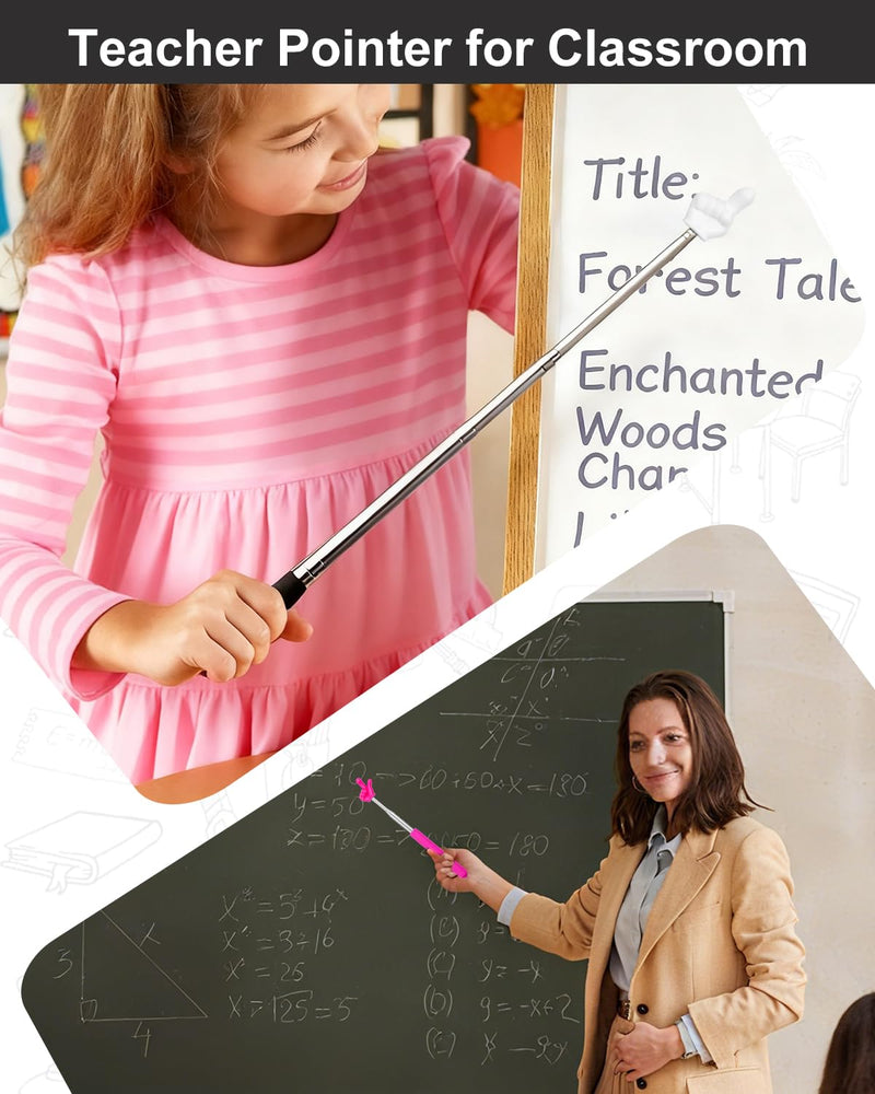 8 PCS Telescopic Pointer Finger Stick, Teacher Pointer Stick for Classroom, Retractable Mini Hand Pointer for Reading Aid & School Presentations