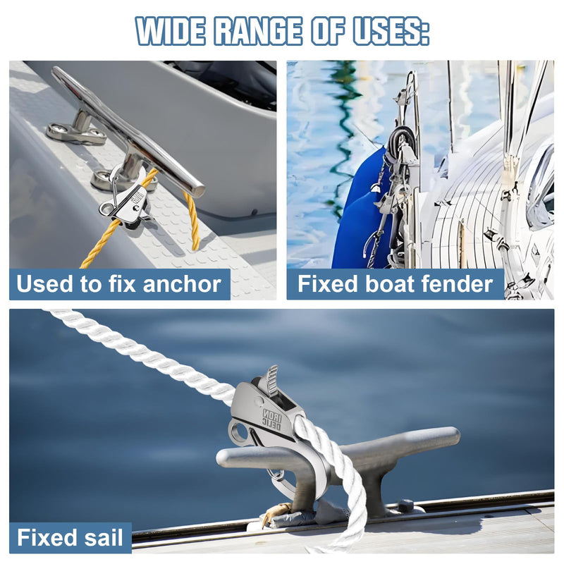 1-2x Stainless Steel Boat Anchor Hook, Quick Release Knotless Anchor System for 3/8''- 5/8'' Boat Anchor Rope, Fit for Small Boat Pontoon Kayah, Easy to Use, Holds 9000 lbs 1 Pack