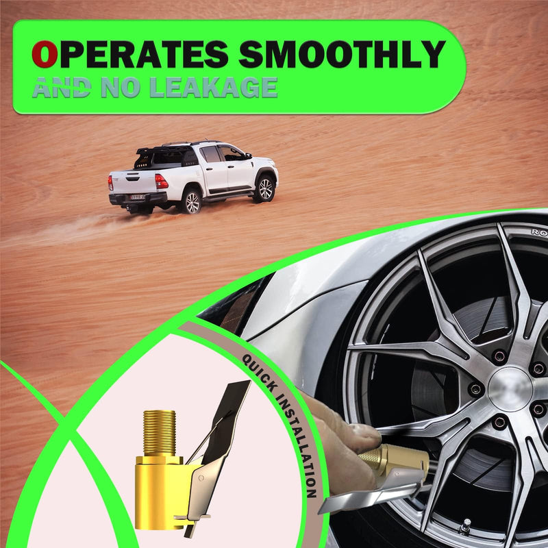 HIYITKS Air Chuck with Clip Adapter, Brass Locking Tire Inflator Nozzle Adapter Connect, No Leakage 250 PSI Tire Chucks for Vehicle Inflator Compressor Pump ConnectTool