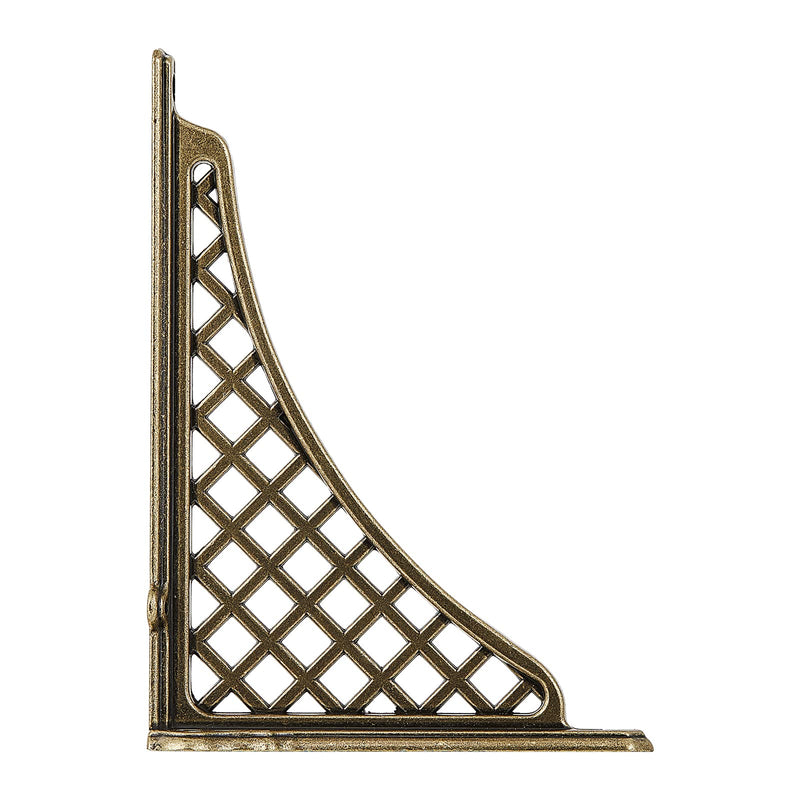 2 Pack Heavy Duty Cast Iron Victorian Shelf Bracket, 7.8 Inches Antique Brass Baroque L-Shaped Shelf Brackets, DIY Projects, Hardware Included 8 Inch